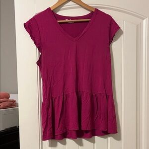 Women's Pink Ruffle Hem Top